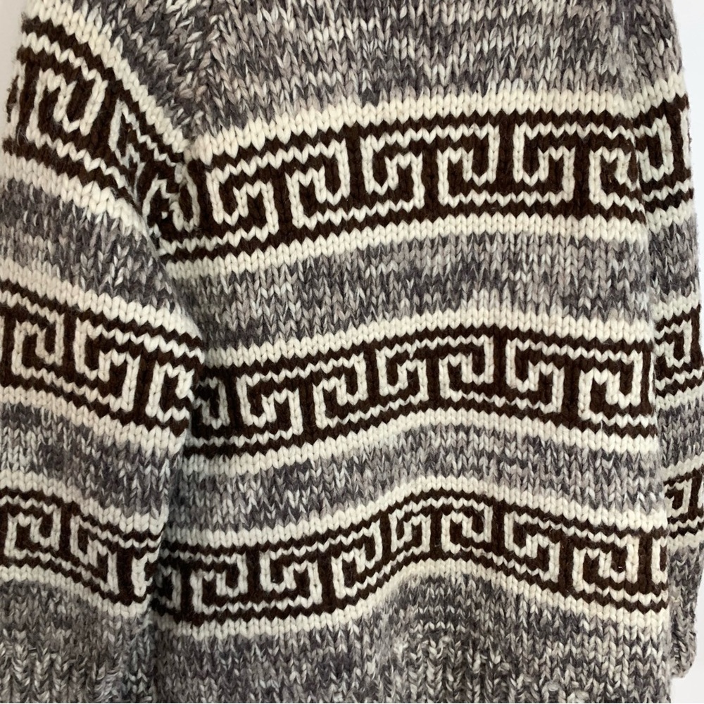 Cowichan Handmade Wool Sweater Jacket L - Picture 3 of 6
